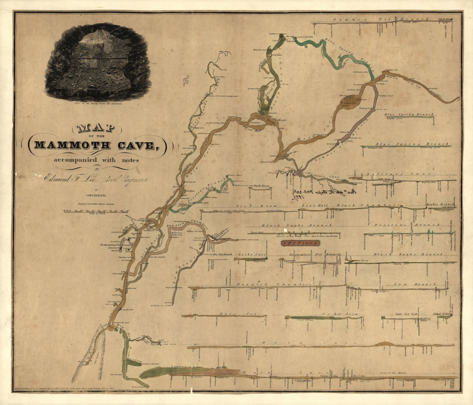 Mammoth Cave Map Overlay Map Of The Mammoth Cave : Accompanied With Notes | Library Of Congress