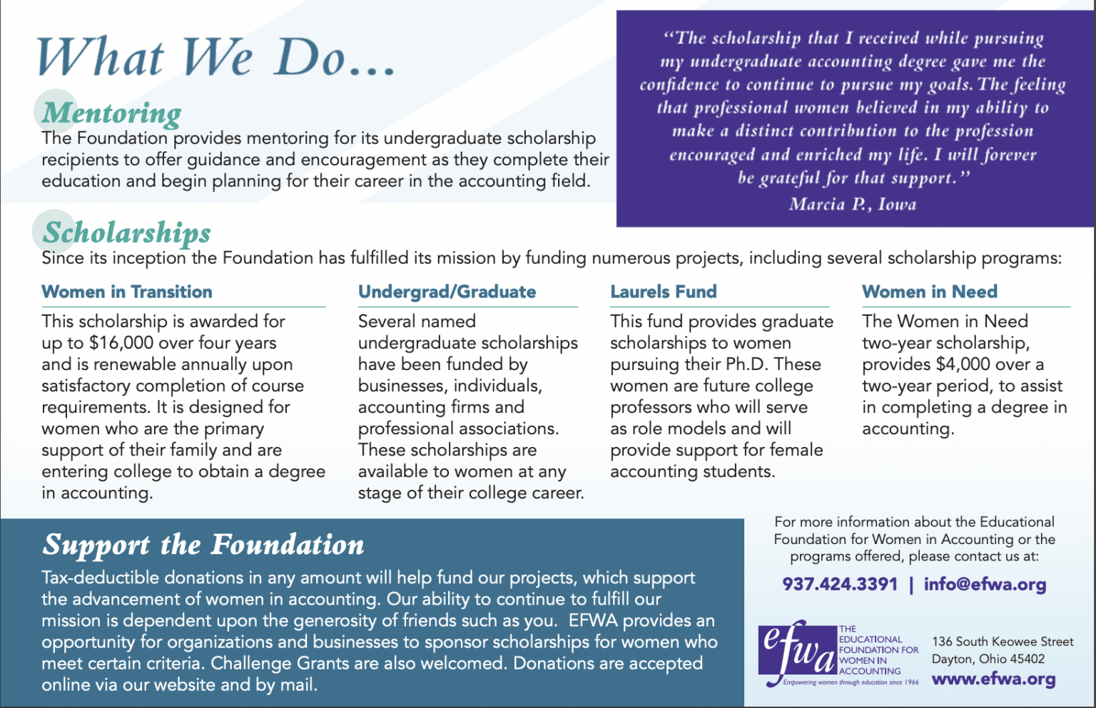 Accounting Scholarships Educational Foundation for Women in