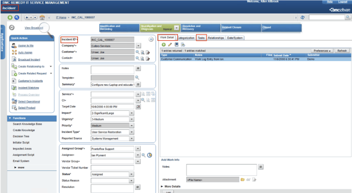 Remedy ticketing system