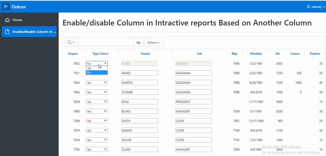 Enable/Disable Editable Interactive Report Column Based on Another