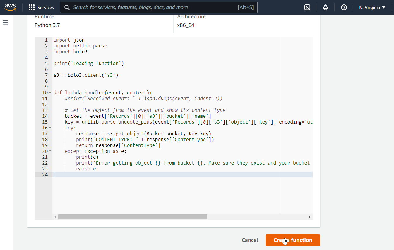 Create S3 Event Notification using AWS Lambda Function