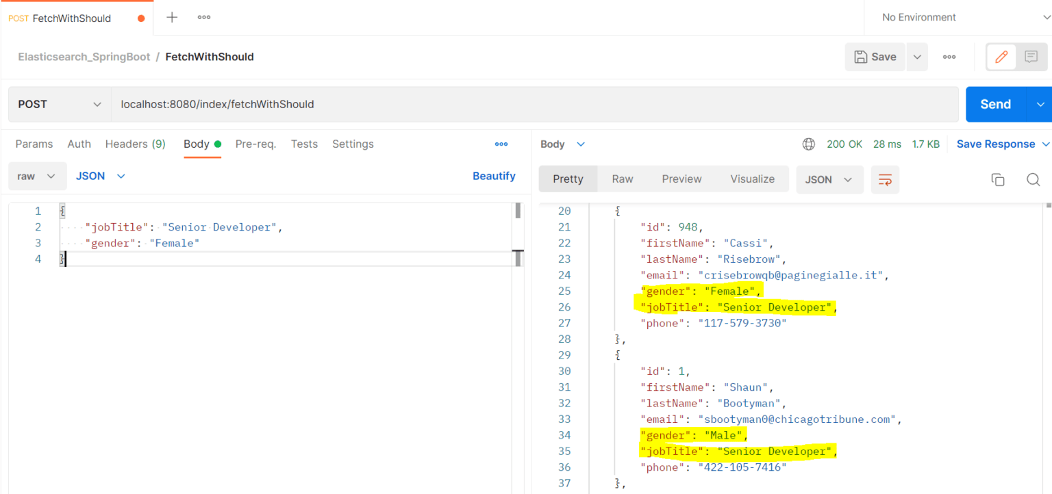Spring boot with Java API Client to Build and Execute Queries in