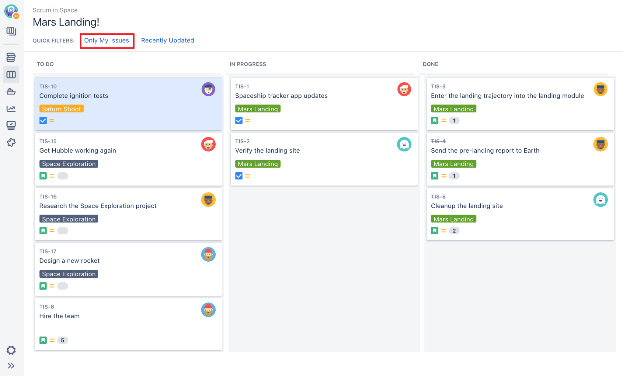 JIRA Vues, tableaux de bord, JIRA Connect