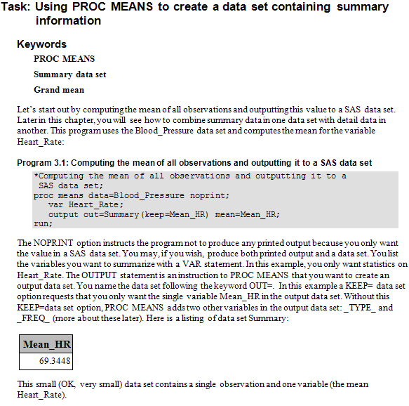 SAS author's tip Using PROC MEANS to create a data set containing