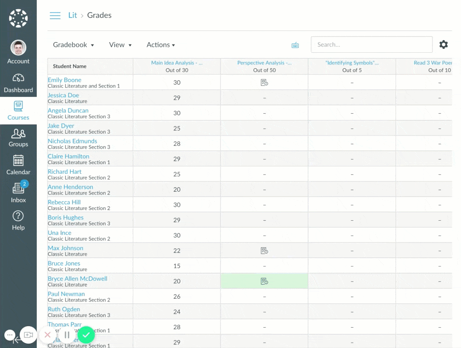 Posting grades on the new version of Canvas grade book / eCampus