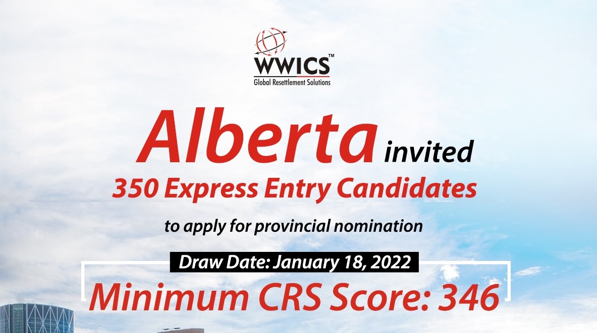 Alberta invited 350 Express Entry candidates with CRS scores as low as