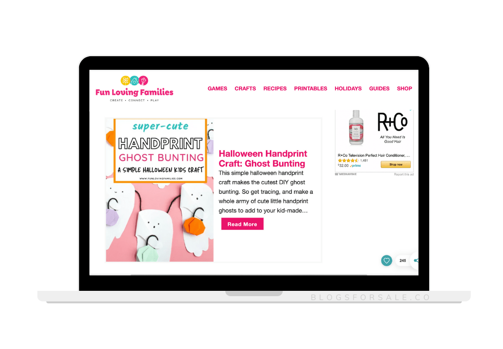 Sold Crafts And Printables Blog Earning 3,066/mo, 100k/mo Pageviews