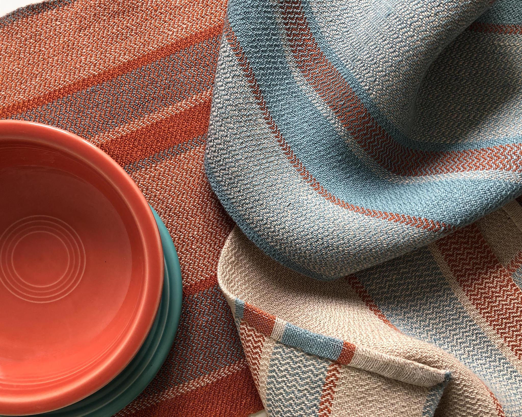 Free Weaving Pattern Striped Twill Fibonacci Linen Towels Gist Yarn