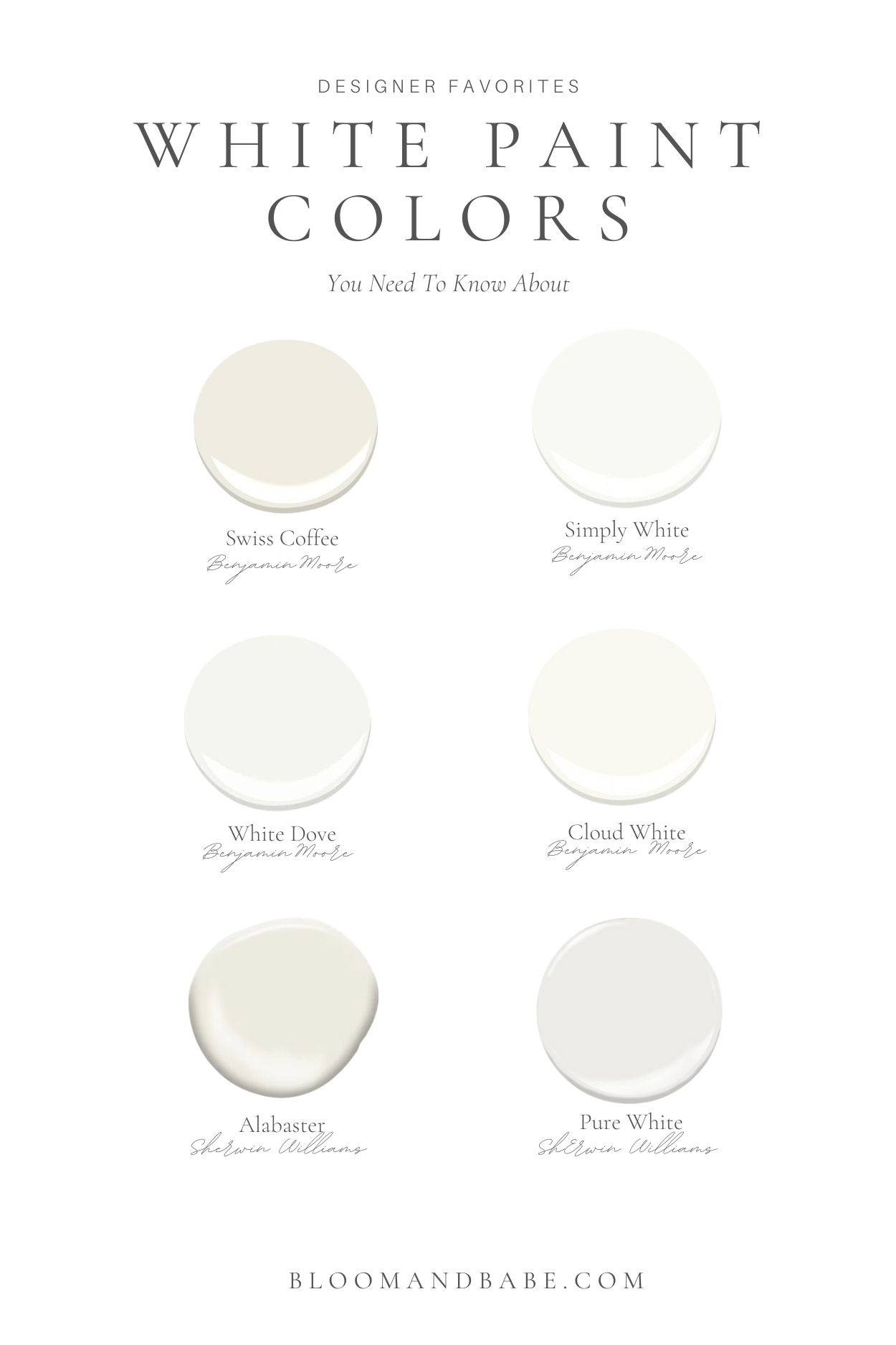 6 Versatile White Paint Colors for Timeless Interior Design BLOOM AND BABE