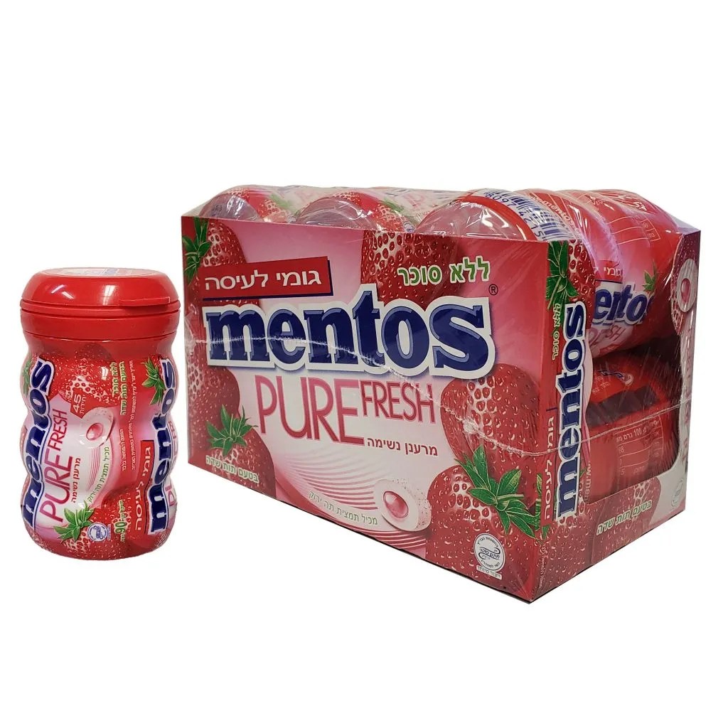 Mentos Michelin Fresh Strawberry Gum 45pc Bloom's Kosher