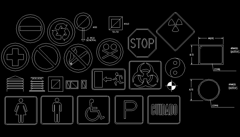 Bloques AutoCAD Gratis Librerias de símbolos y señales de interior