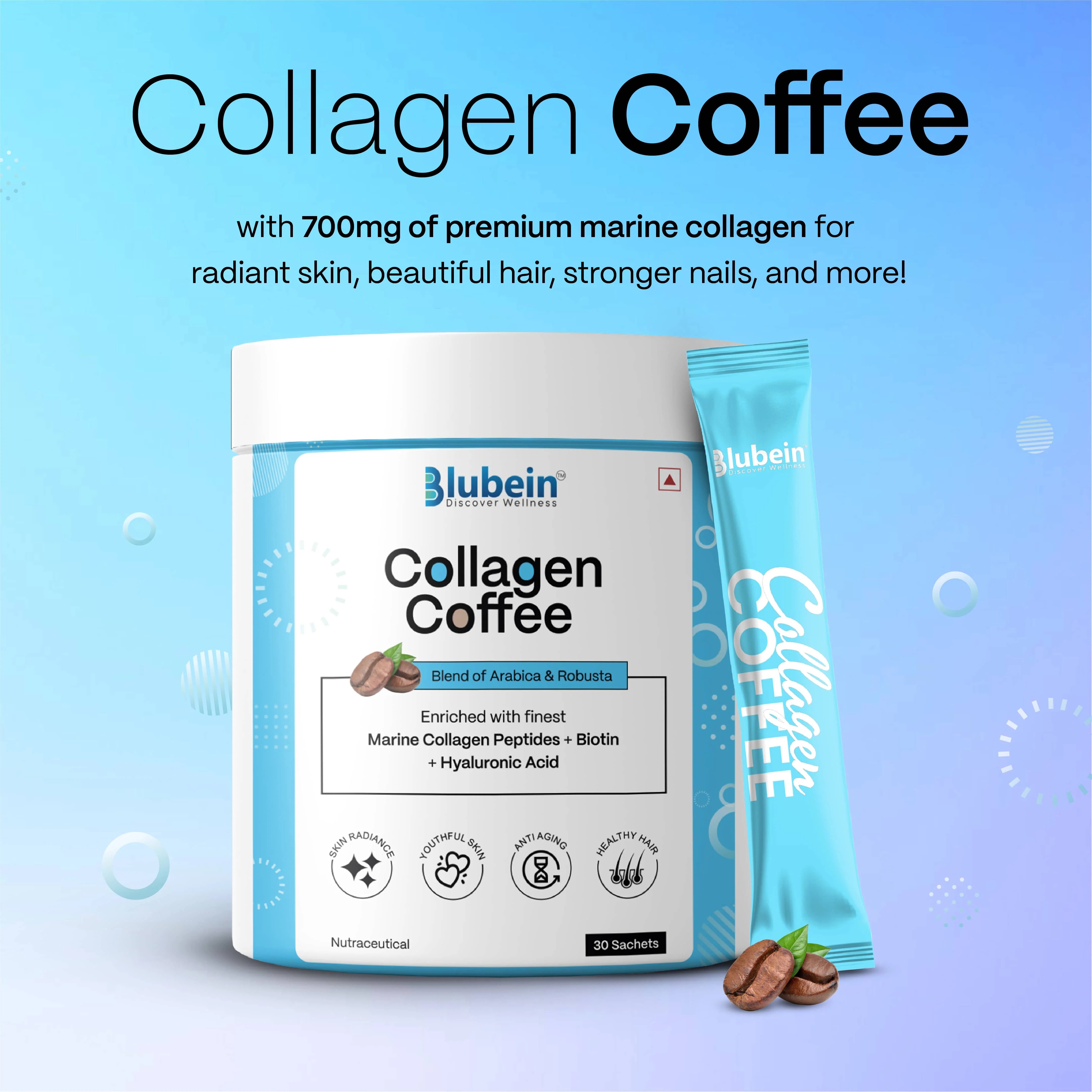 Collagen Coffee for Radiant Skin (30 Sachets) Blubein