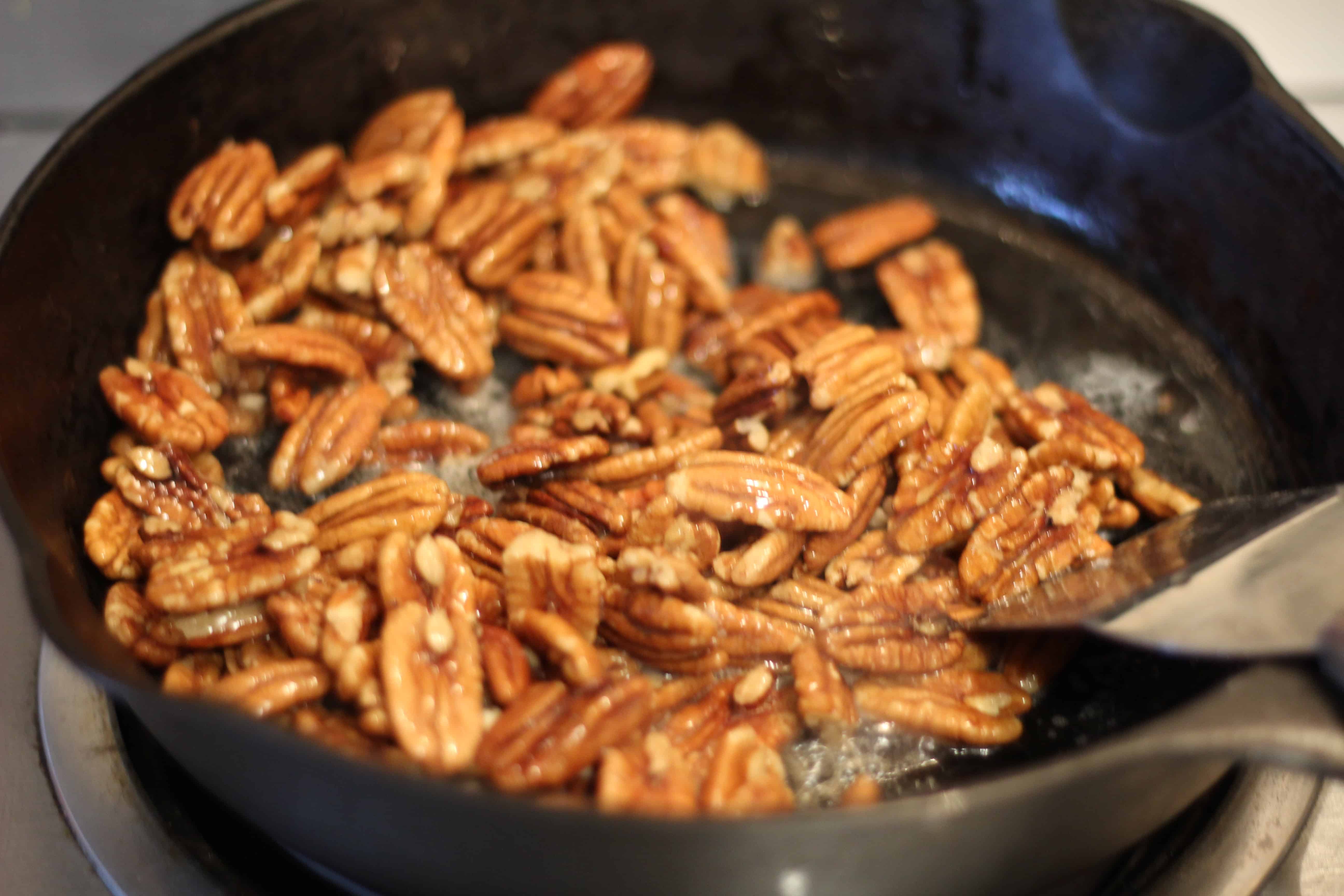 Quick and Easy Candied Pecans On The Stovetop Blue and Hazel