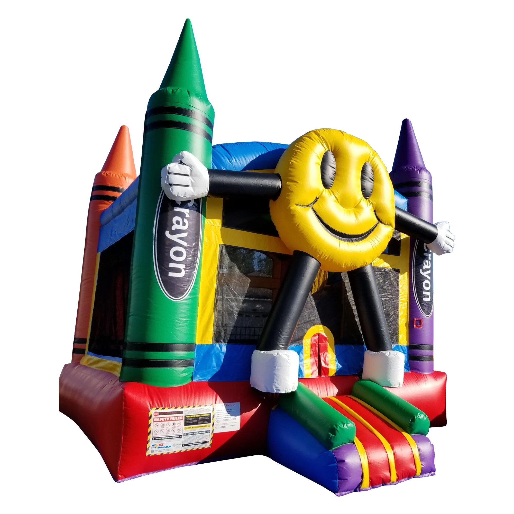 Smiley Face Bounce House Blue Balloon