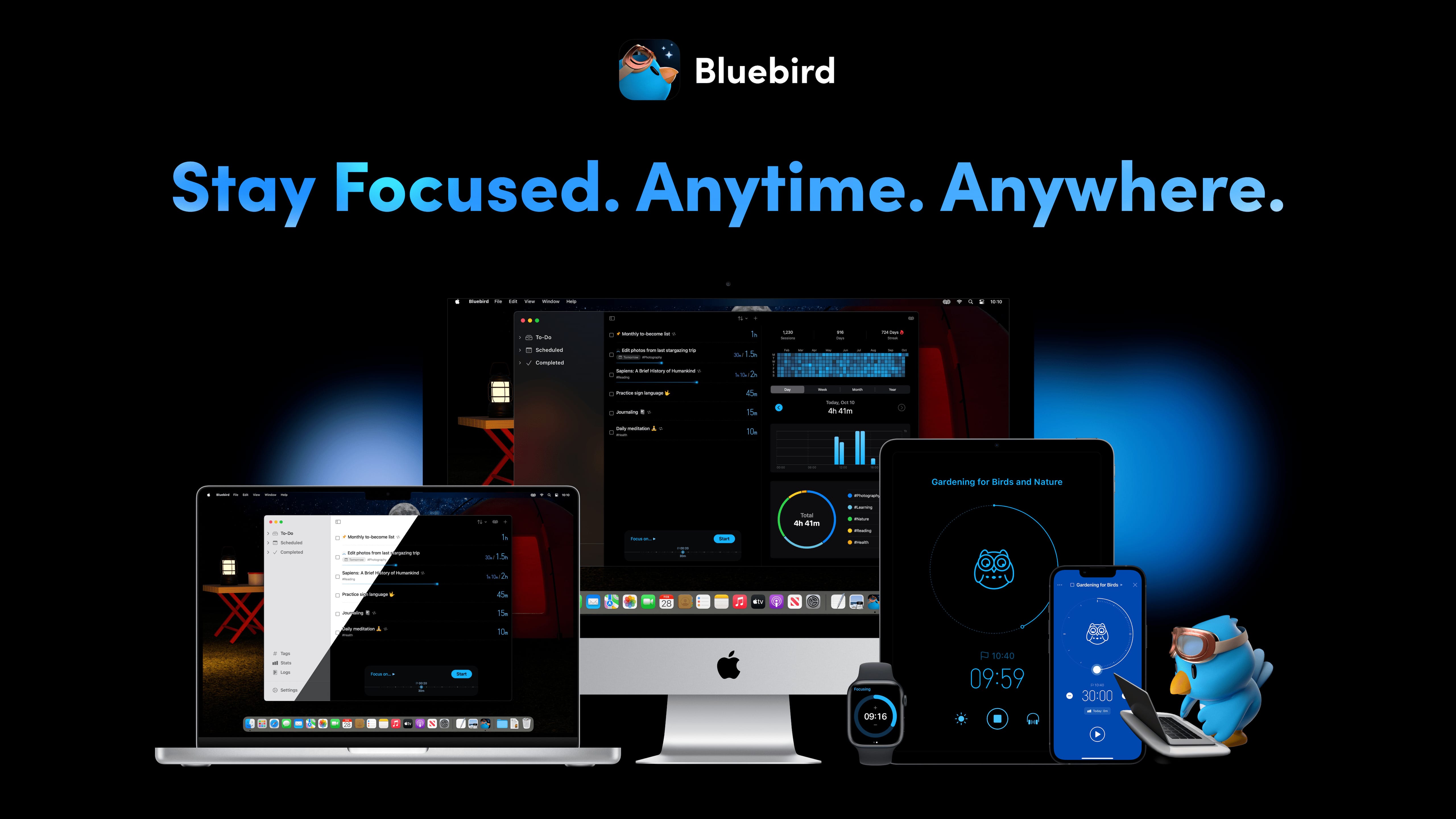 Bluebird Stay focused. Anytime. Anywhere. Press Kit