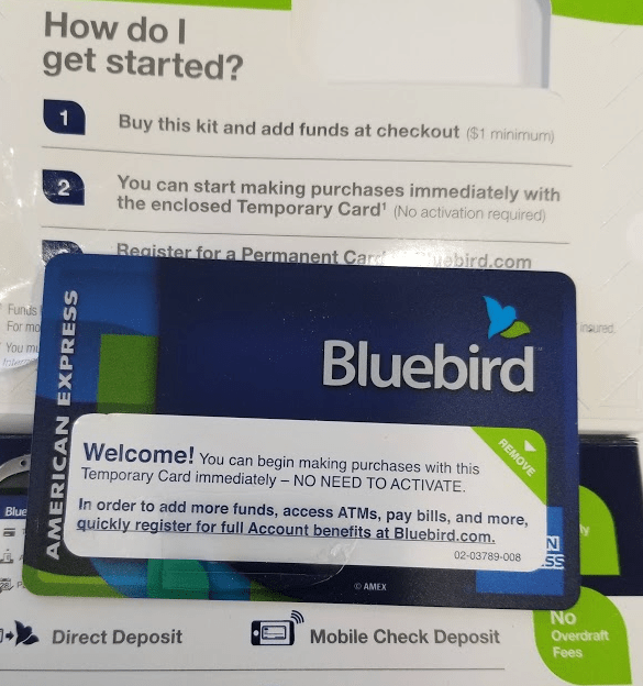 Bluebird temporary card American Express Bluebird Card Help