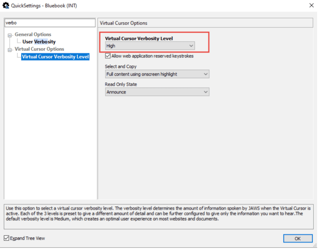 JAWS Screen Reader Blluebook College Board