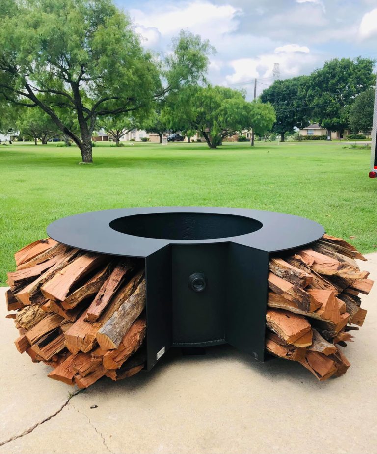 The Round Table Steel Fire Pits Texas Custom Firewood Rack