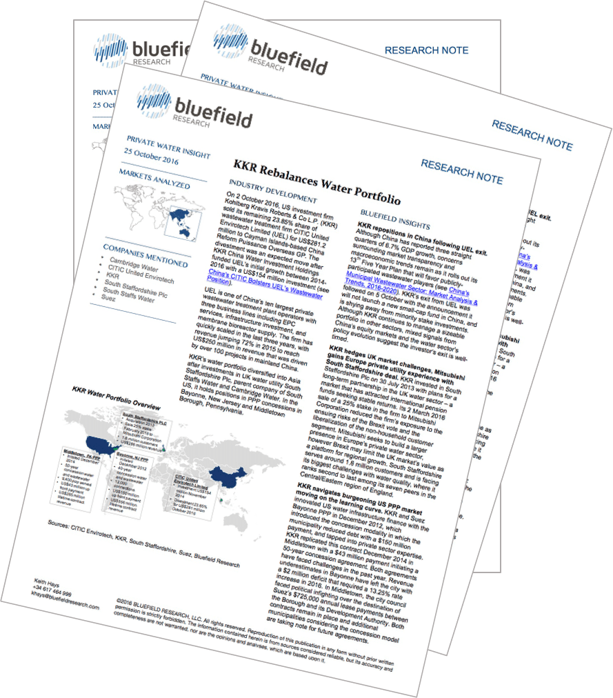 KKR Rebalances Water Portfolio Bluefield Research Note