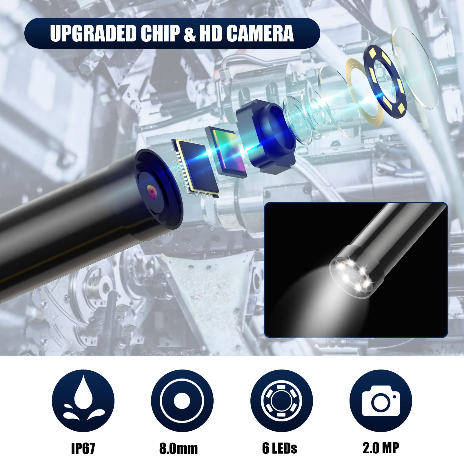 BlueFire SemiRigid Flexible Wireless Endoscope IP67 Waterproof WiFi