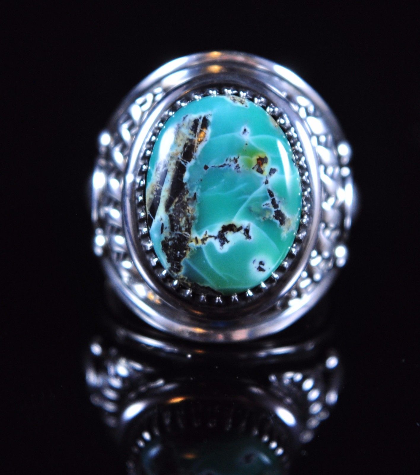 Navajo Sterling Silver Ring Rare Desert Gem Variscite Handmade By