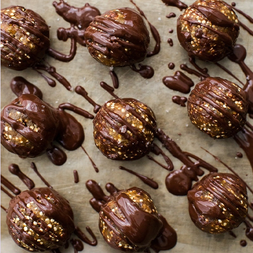 Puffed Quinoa Peanut Butter Balls Blue Green