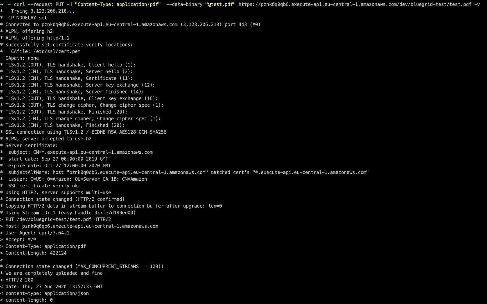 Using REST API to upload files to the S3 bucket BlueGrid.io BlueGrid.io