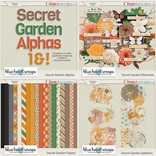 October Buffet Secret Garden Blue Heart Scraps