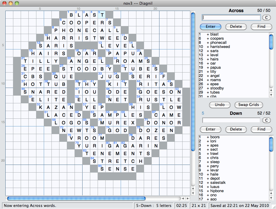 Diagnil Diagramless Crossword Assistant