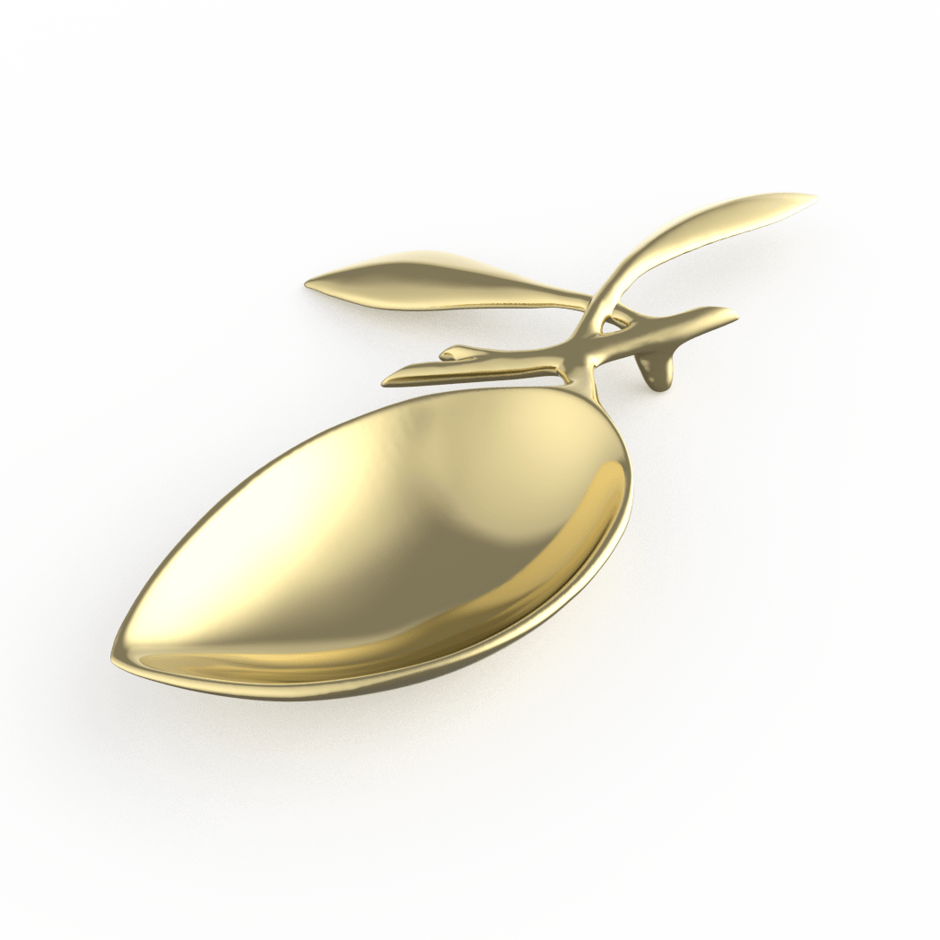 Salt Dish / Sweet Scoop Olive Gold Blue Leaves