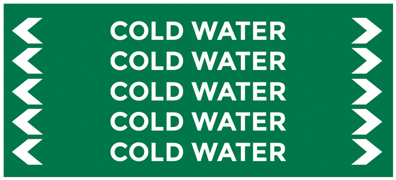Pipe Marker Label for Cold Water Blue Mountain Co Plumbing