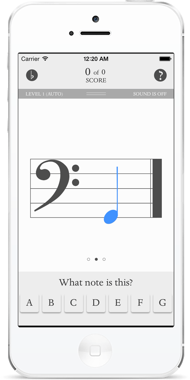 Blue Note iPhone app Learn to read music notes flash cards