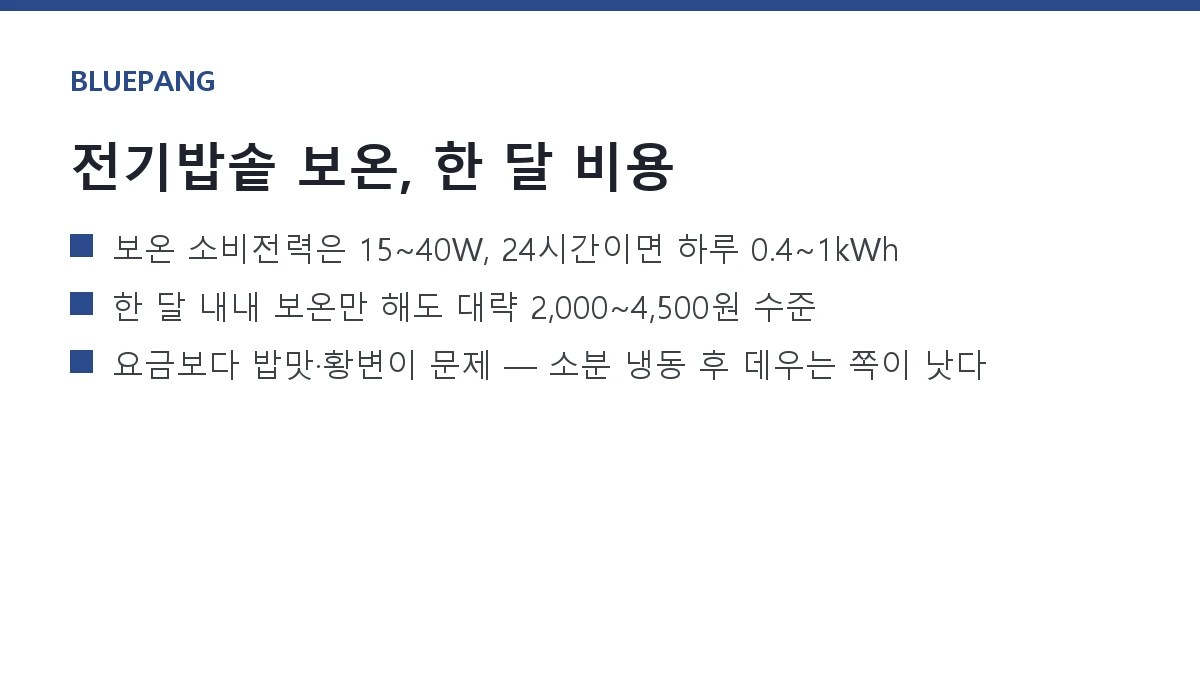 전기밥솥 보온 24시간, 한 달 전기요금 얼마나 나올까 (실측)
