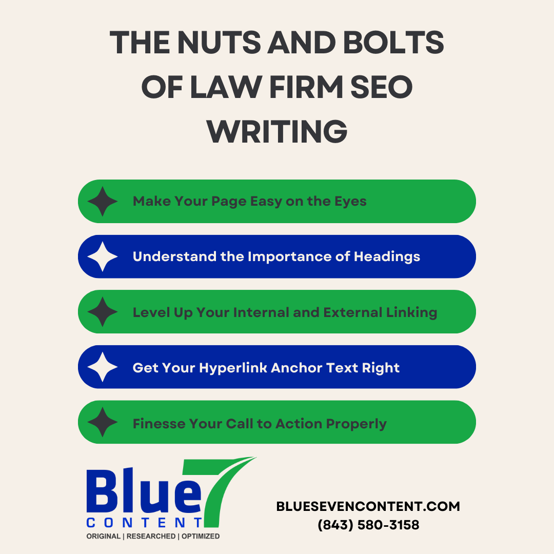 The Nuts and Bolts of Law Firm SEO Writing It's More Than Just the Writing Blue Seven Content