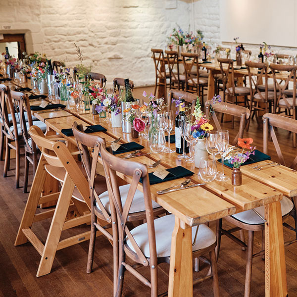 Rustic dining furniture setups always look fantastic Blue Sky Event