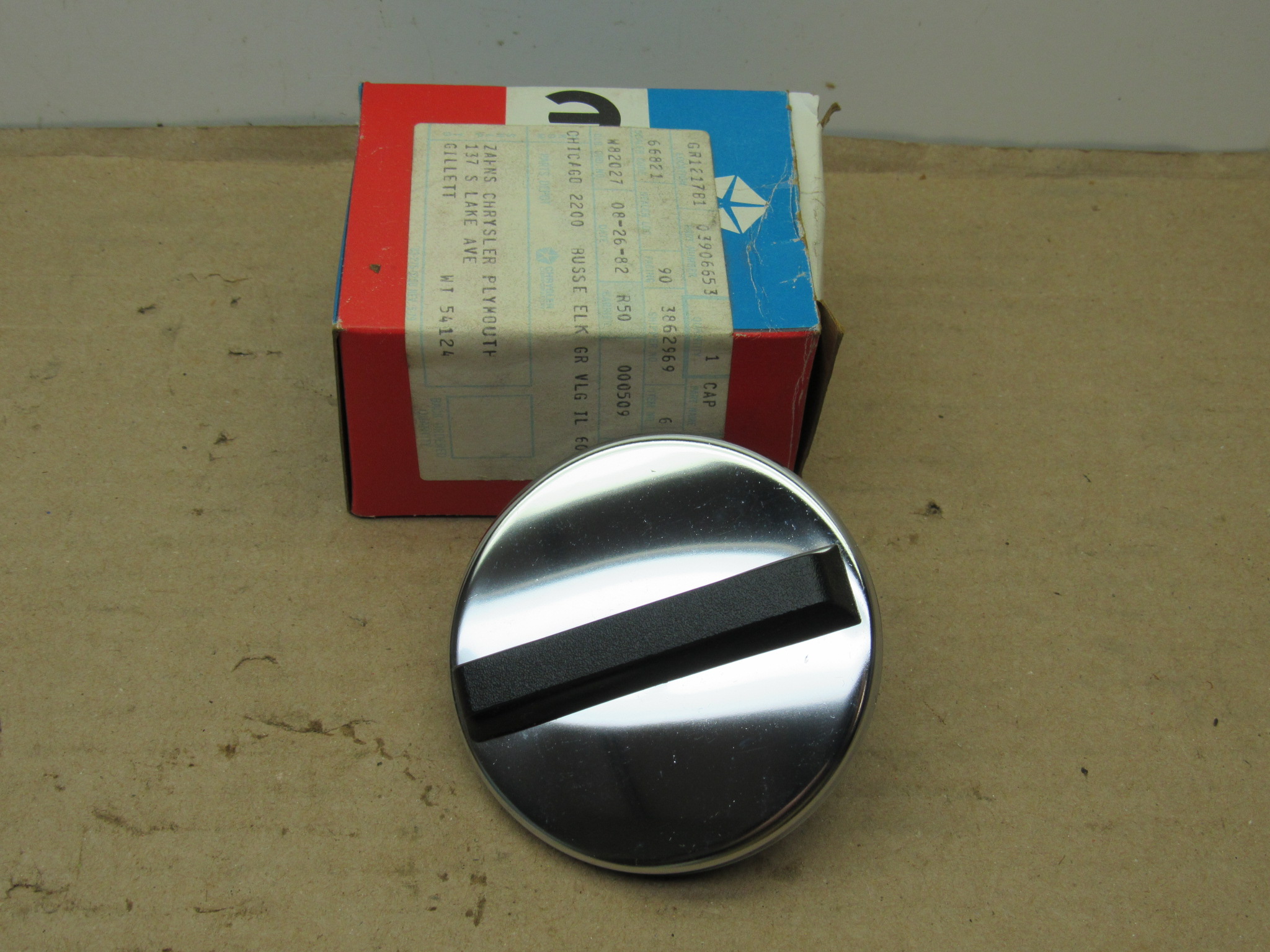 Gas Filler Tube Cap 3906653 A Body Chrome 1975 NOS SHIPS