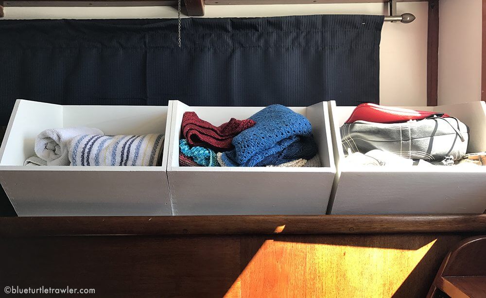 Boat interior storage ideas OR where to put all your stuff? Blue Turtle Cruising