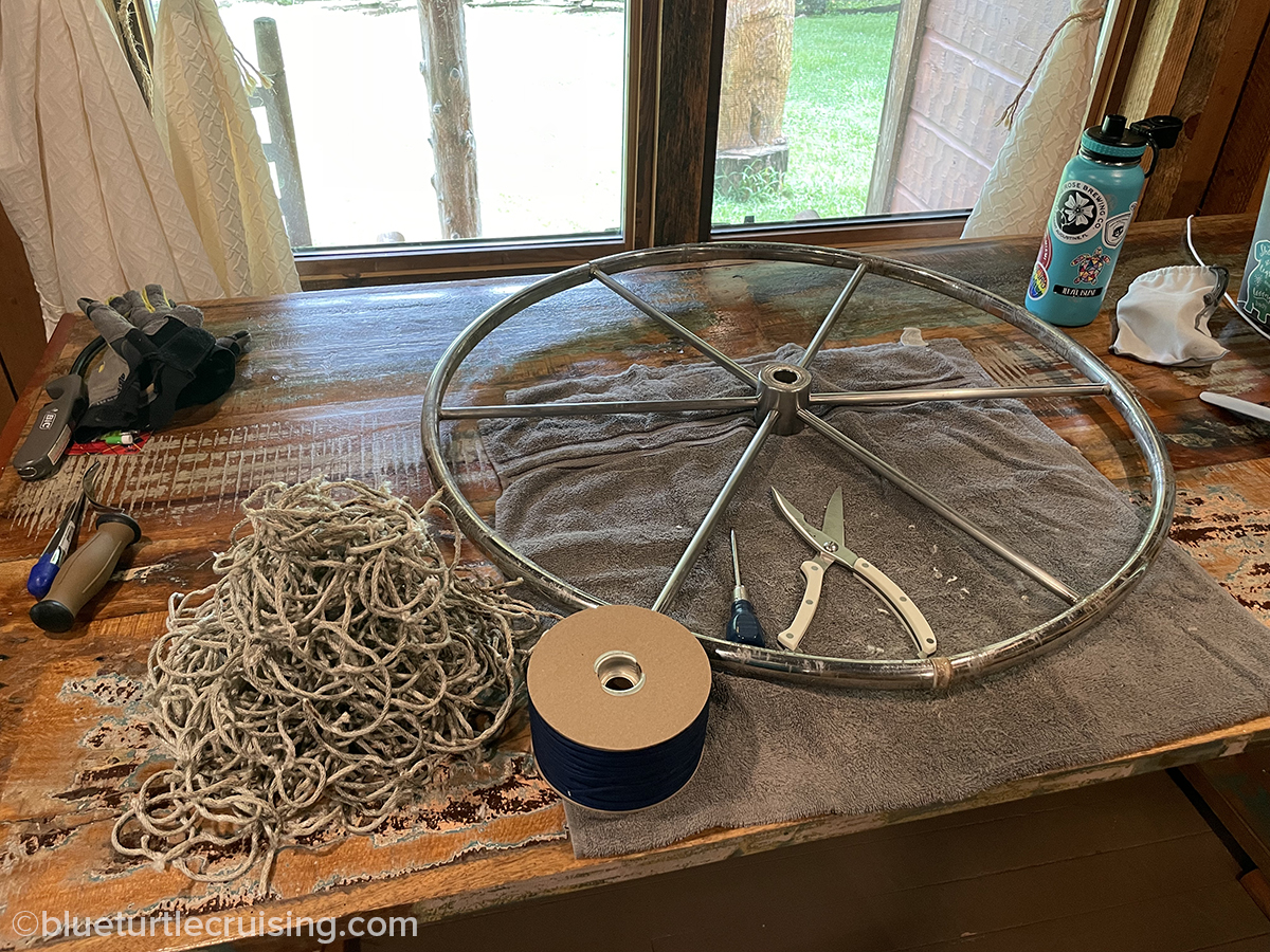 DIY Steering Wheel Wrap French Whipping with Paracord Blue Turtle