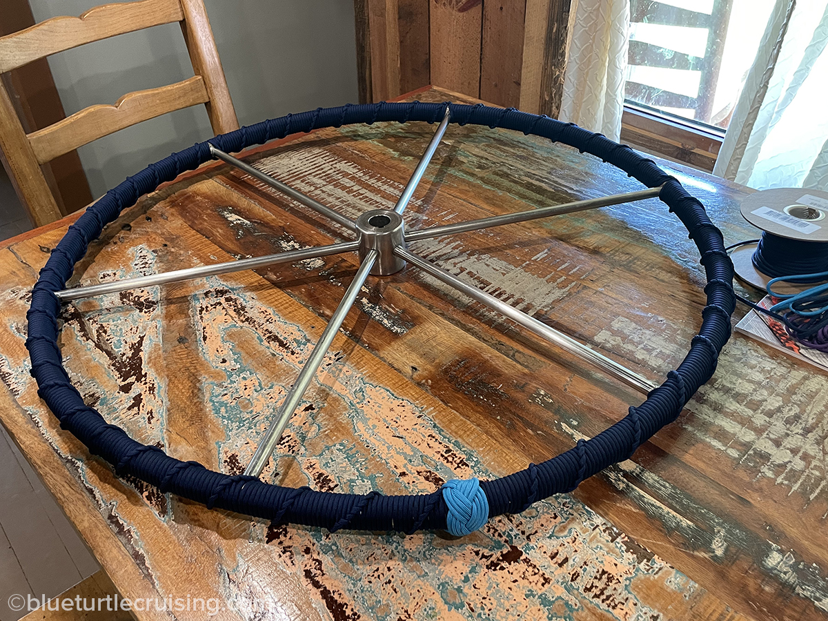 DIY Steering Wheel Wrap French Whipping with Paracord Blue Turtle