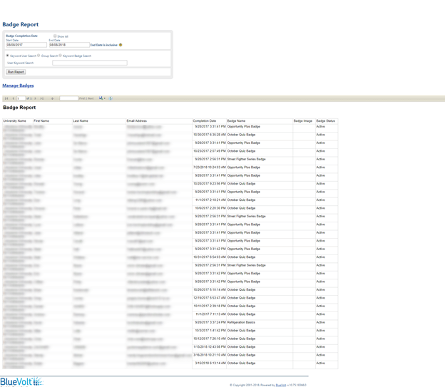 Badge Report BlueVolt Knowledge Base