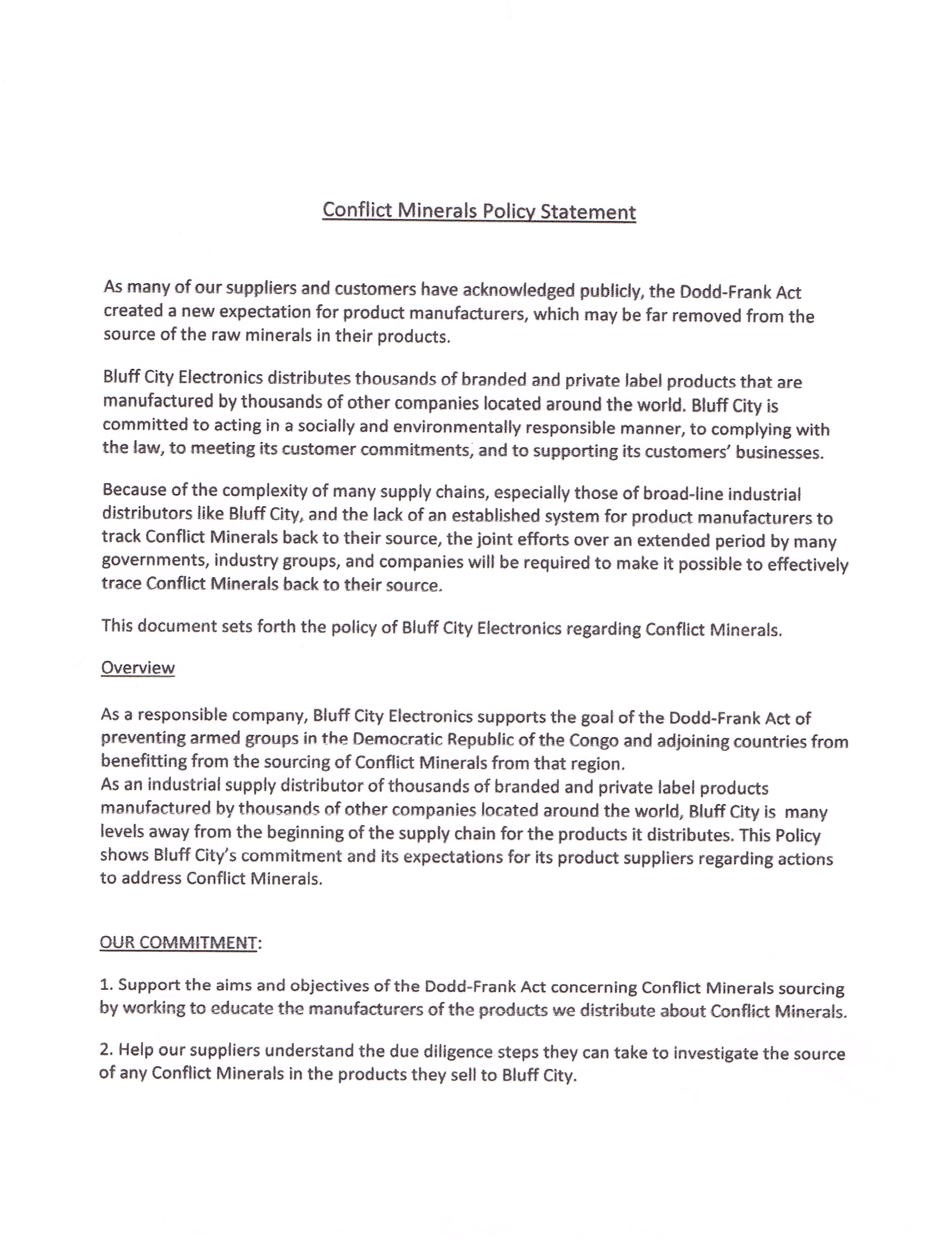 Conflict Minerals Policy