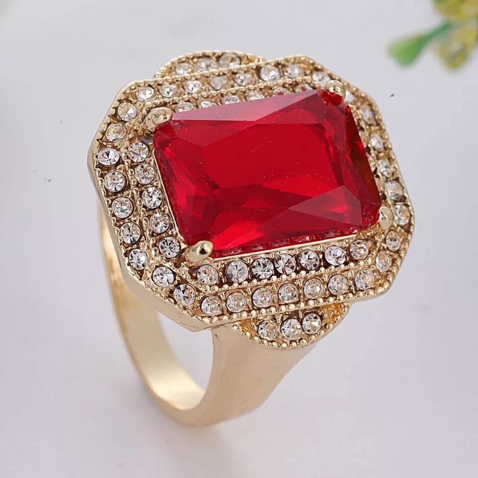 Red Stone Gold Ring Blumoon