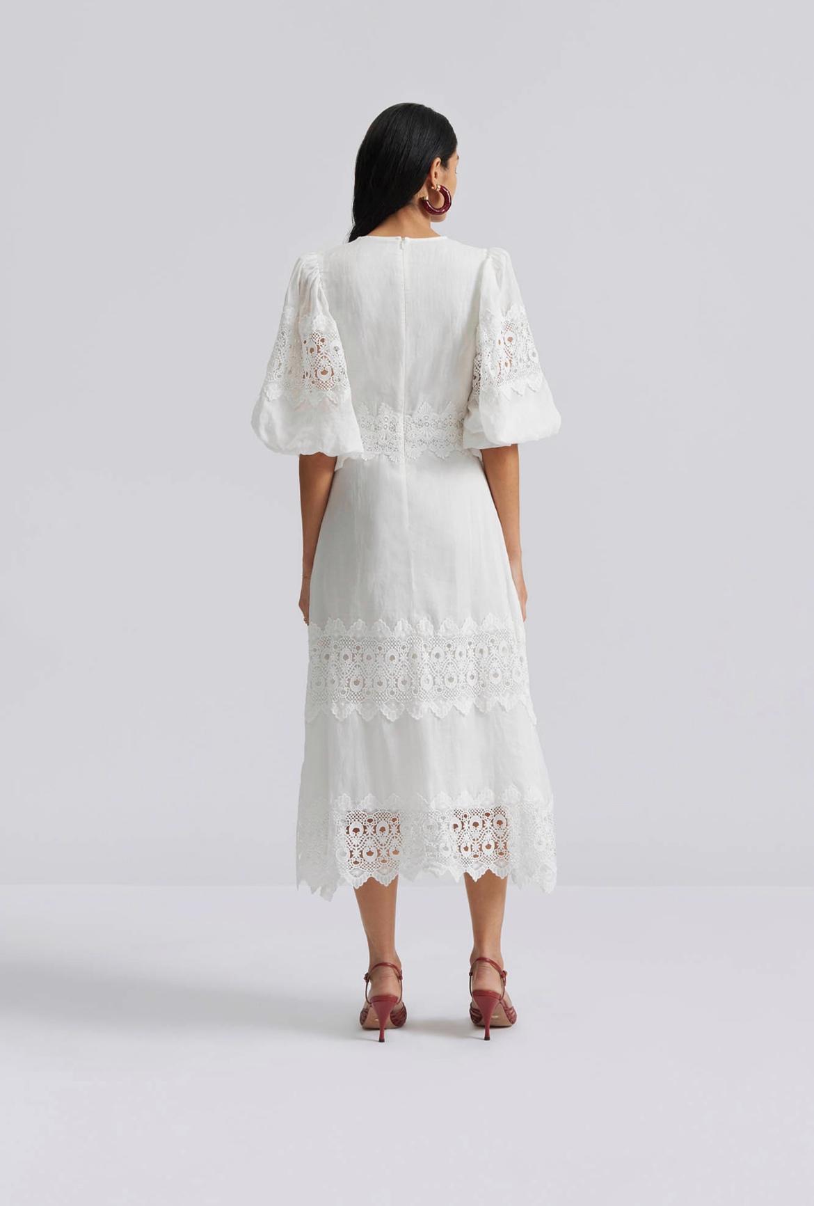 Malina Clarissa Lace Trimmed Midi Dress Blush Boutique