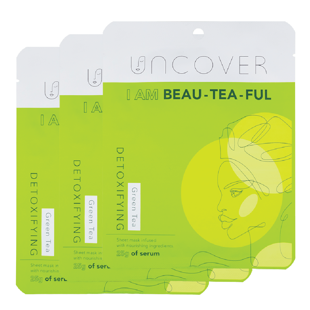 UNCOVER SKINCARE I Am Beauteaful Green Tea Sheet Mask (3pcs