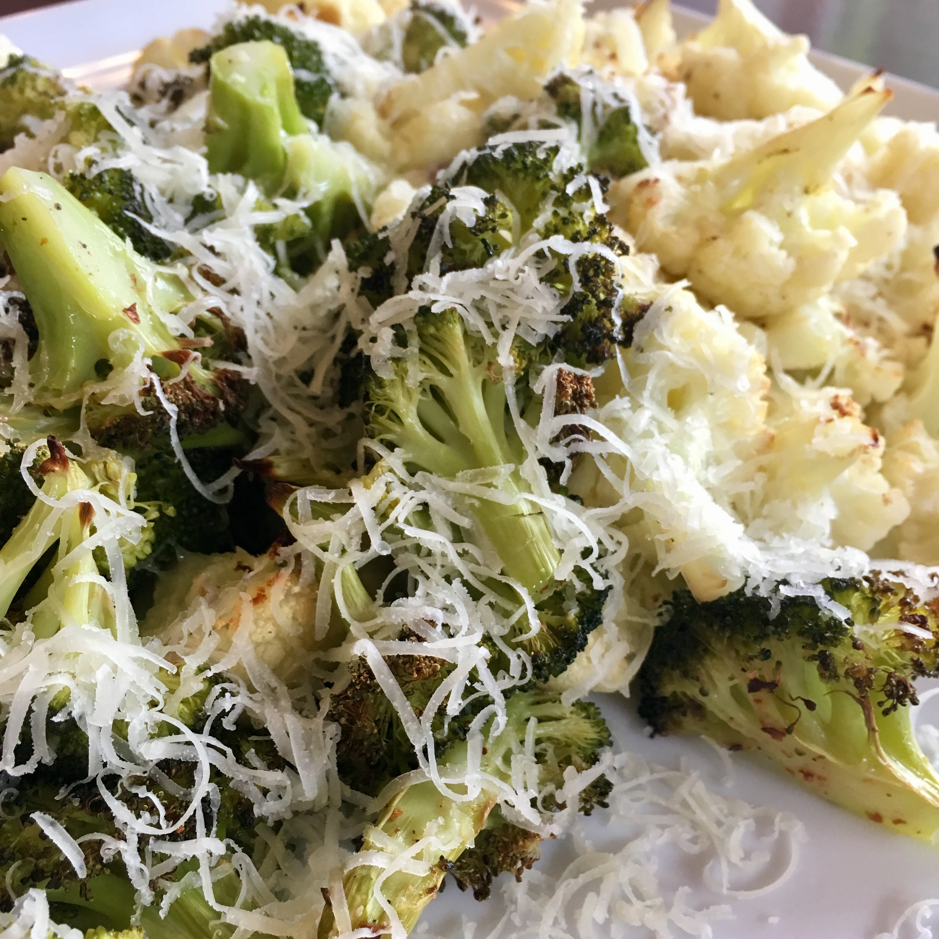 Roasted Broccoli & Cauliflower with Manchego