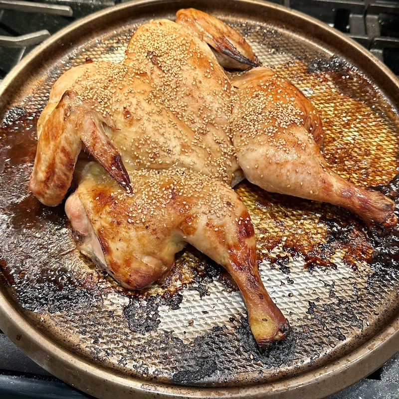 Spatchcock Chicken with Miso and Sesame Seeds Blythes Blog