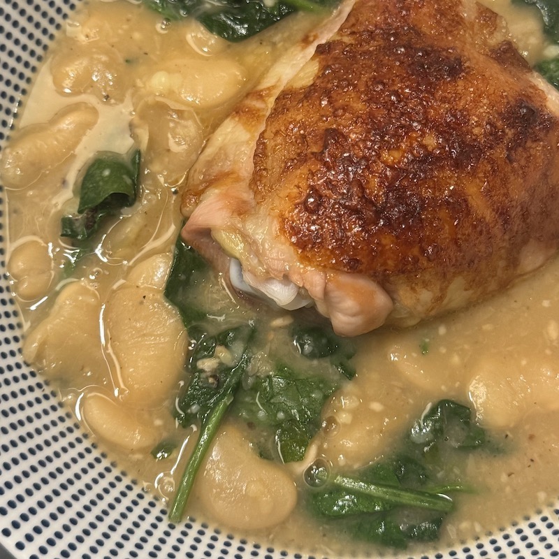 Marmite Chicken with Cacio e Pepe Butter Beans Blythes Blog