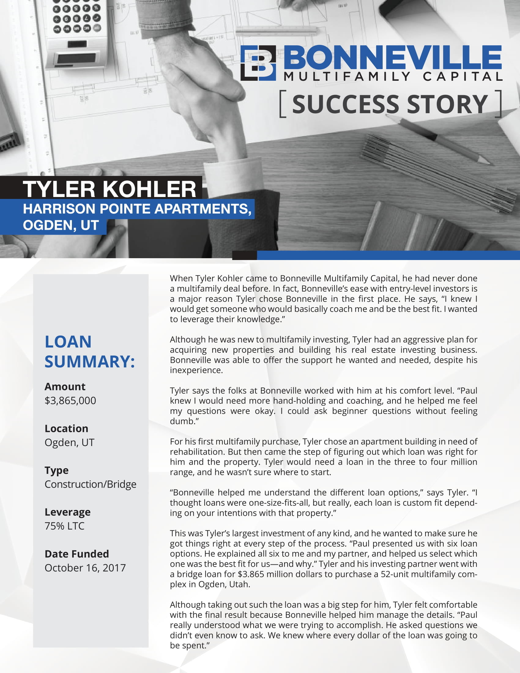 Testimonials Bonneville Multifamily Capital