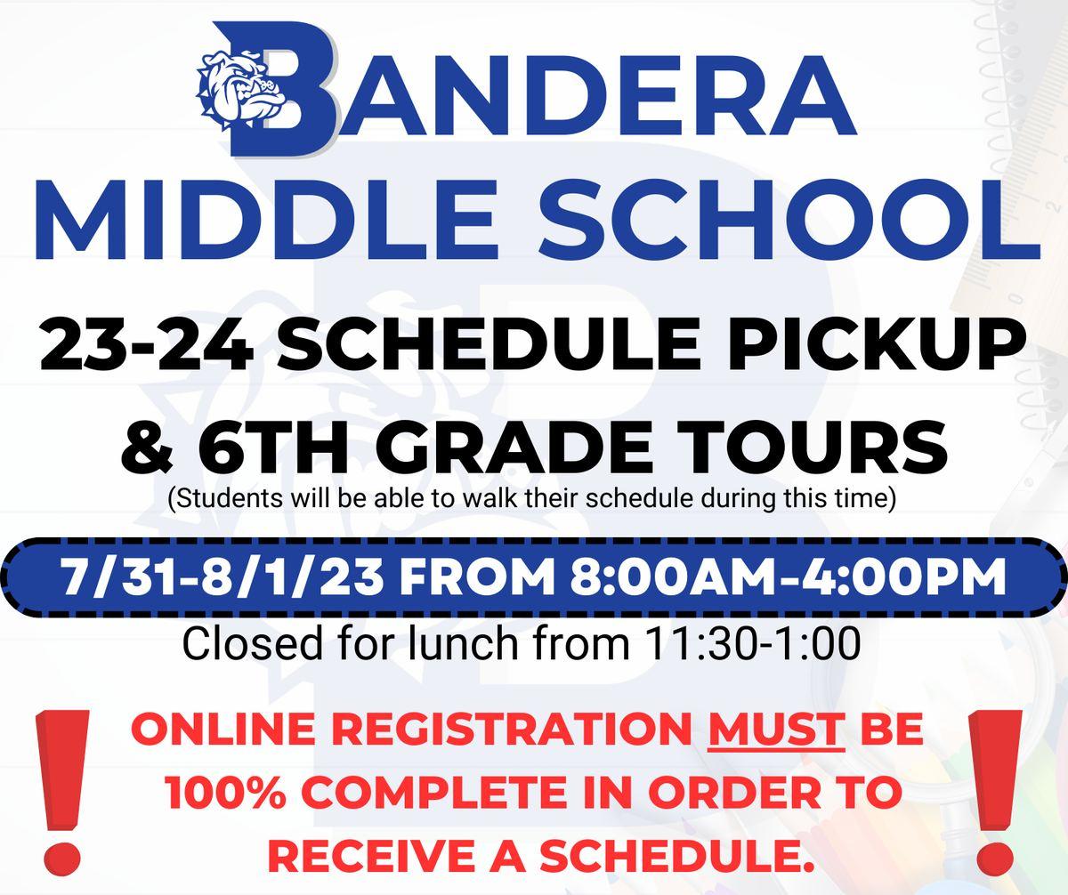 Online Registration must be 100 in order to receive schedules