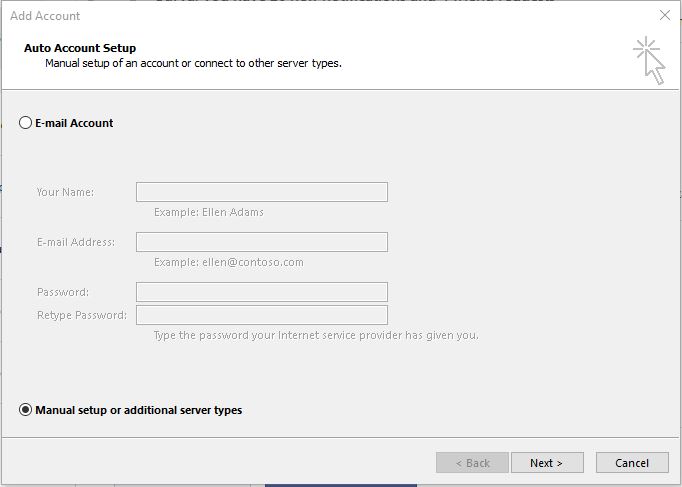 How to manually set up POP3 or IMAP email accounts in.
